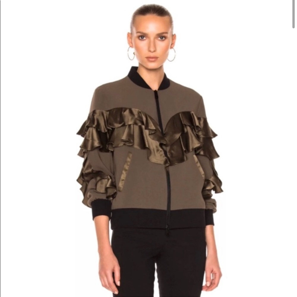 Cinq a Sept ruffle bomber jacket